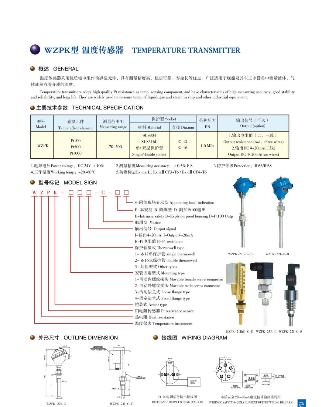 China Supplier High Temperature Sensor Probe Industrial Rtd PT 100 Instant Read Bimetal Thermometer