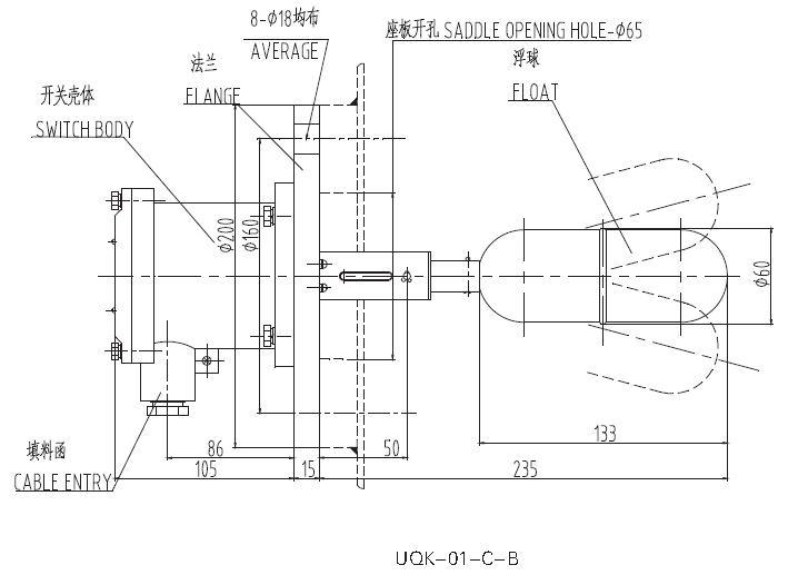 Stainless Steel Float Level Controller Uqk-01/02/03 with Side or Top Mounting Type for Oil or Water Tank