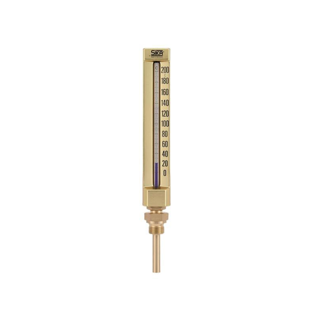 Straight Angle Industrial Golden Glass Thermometer V-Line Shaped Thermometer for Boat