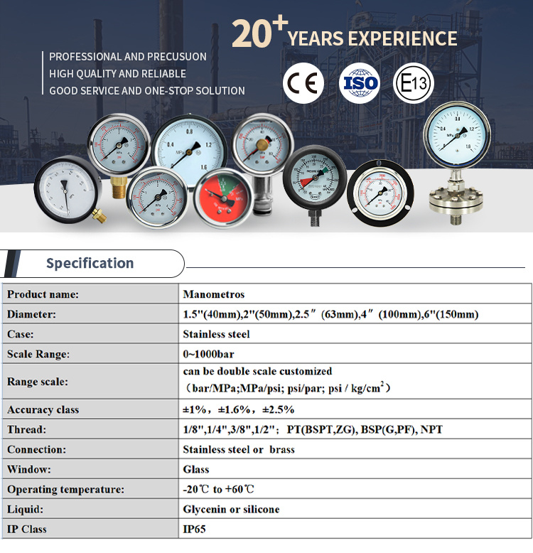 Stainless Steel Pressure Gauge Diaphragm Pressure Gauge