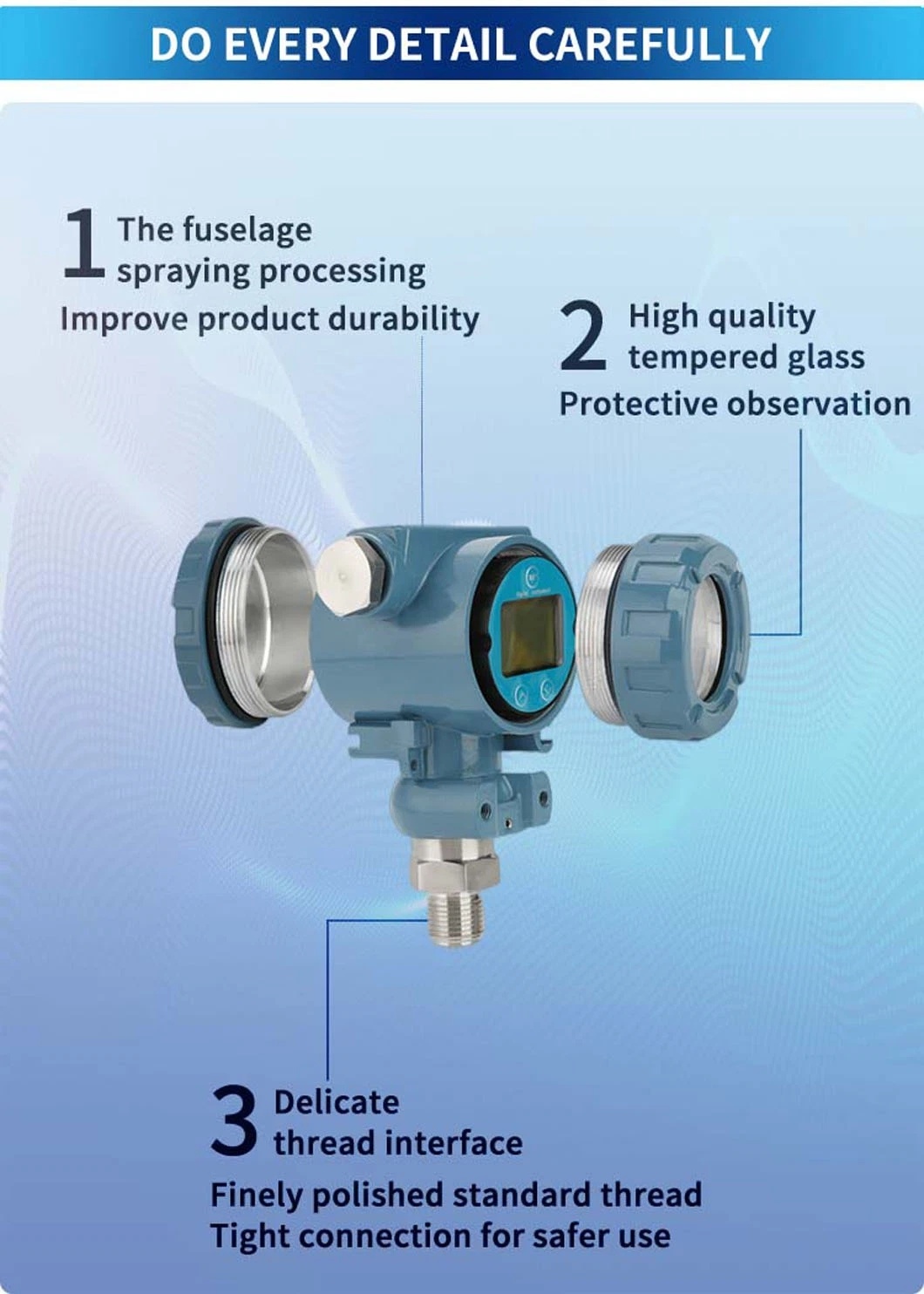 Pressure Sensor for Air Liquid Water Remote Pressure Transmitter Type Smart Differential Pressure Transmitter