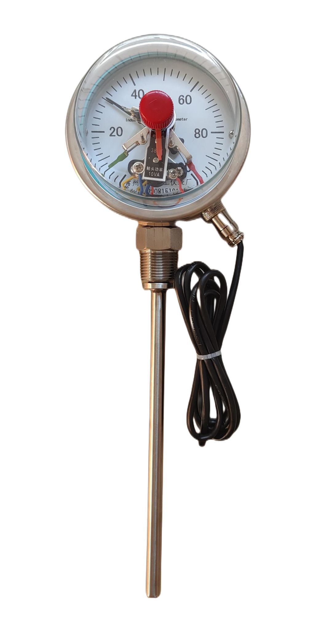 Wss411 Pointer Mechanical Insertion Type 304 Stainless Steel Radial Bimetallic Thermometer Pipeline Temperature Industrial Meter