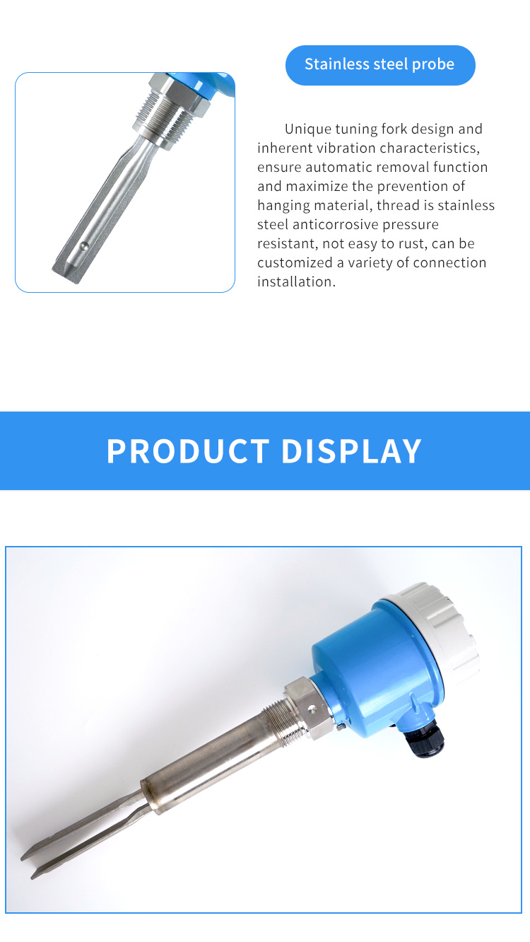 One-Piece 24V DC Vibrating Tuning Fork Level Switch for Solids Powder Liquid