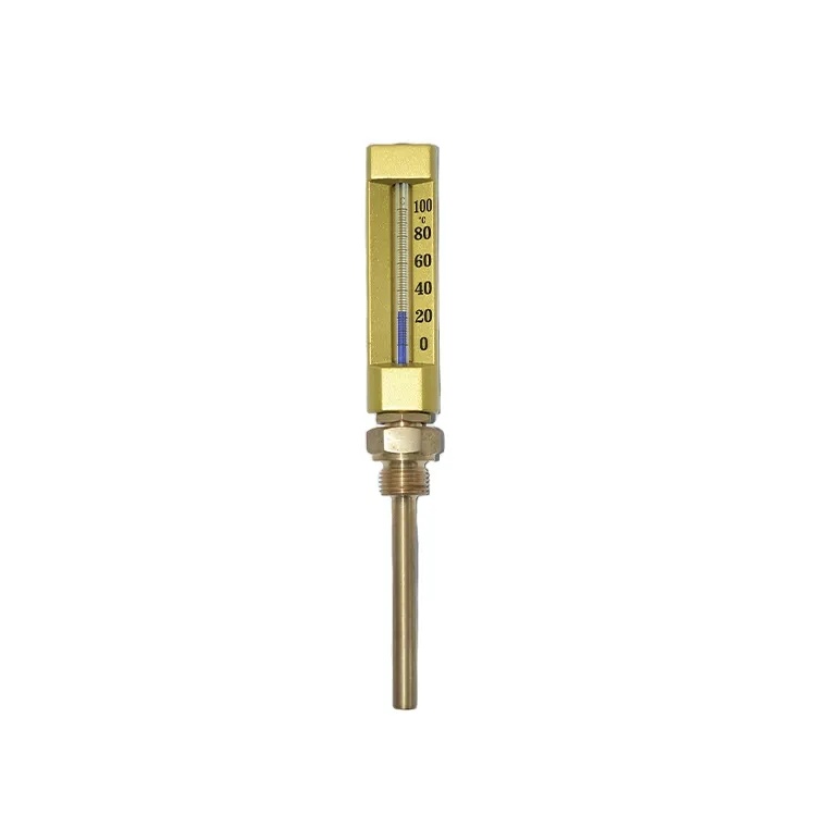 Industrial Metal Case Glass Thermometer V-Type Thermometer Marine Thermometer