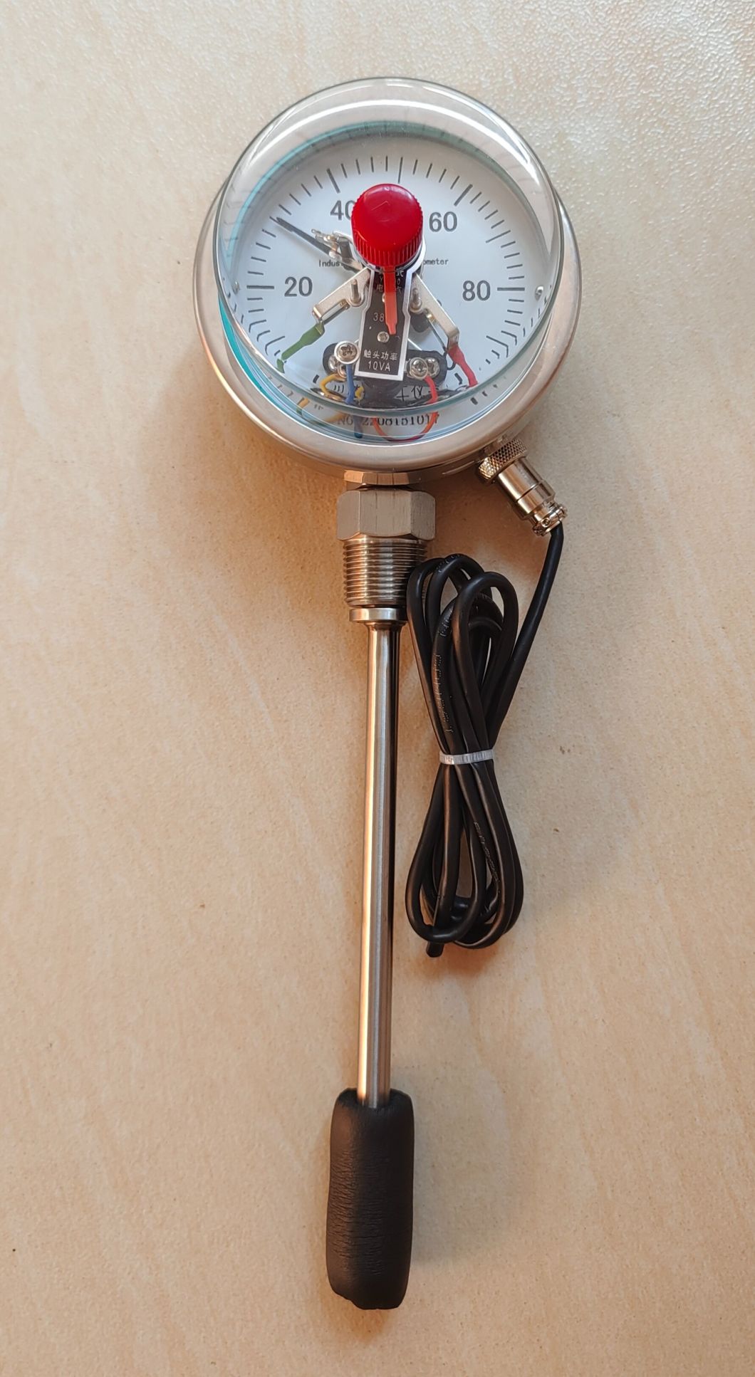 Wss411 Pointer Mechanical Insertion Type 304 Stainless Steel Radial Bimetallic Thermometer Pipeline Temperature Industrial Meter