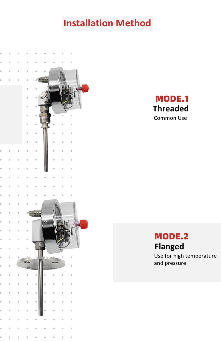 Bimetallic Thermometer Wss-411 Mechanical Disc Thermometer Boiler Radial Stainless Steel Industrial Thermometer