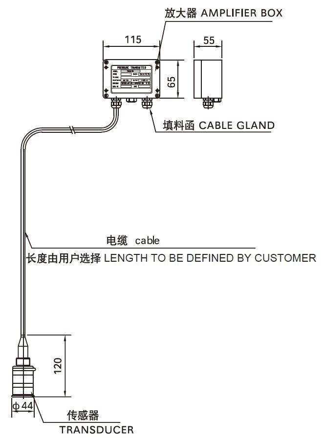 Industrial/ Marine Pressure Type Level Transducer for Water Ingress or Oil Tanks