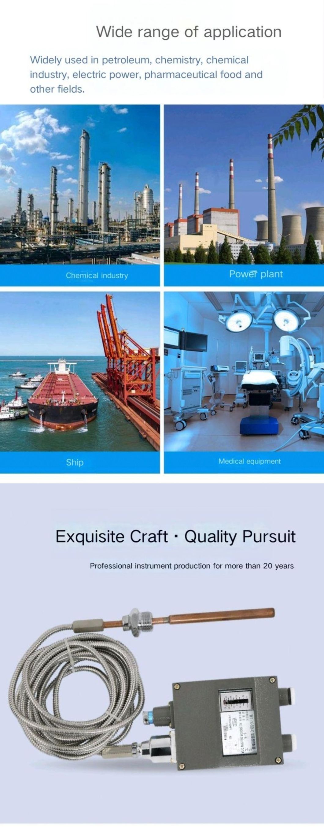 Marine Pressure Temperature Controller Wtzk-50-C Temperature Controller 5m Line Full Range 40-80 &ordm; C 60-100 Temperature Switch Made in China