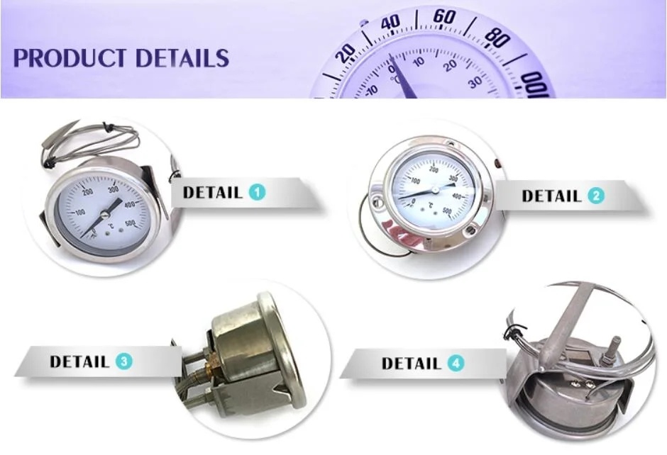 Bimetal Thermometer Industrial Thermometer Boiler Tube High Temperature Precision Pointer Radial Wss 311/401/411/481