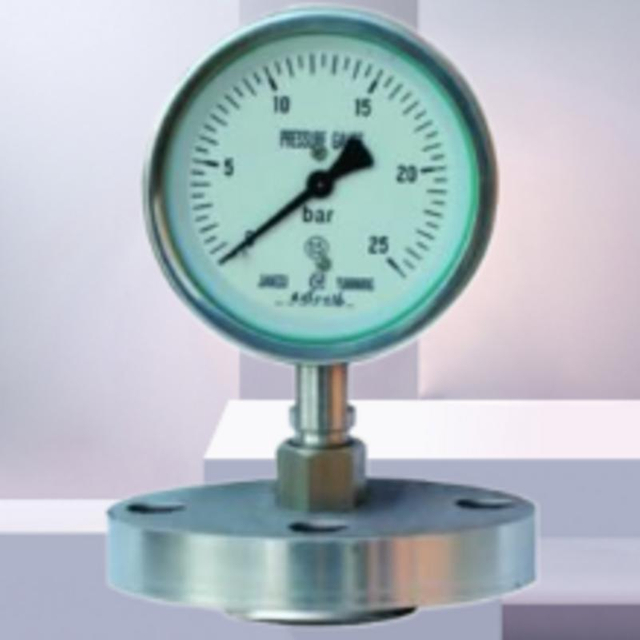 Industrial SS316 PTFE Flange 100mm Diaphragm Seal Corrosion Proof Pressure Gauge